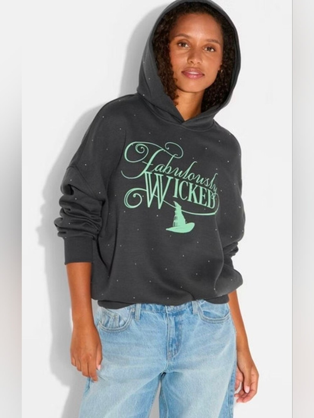 Wicked Women's Fabulously Graphic Hooded Sweatshirt, XL - Black